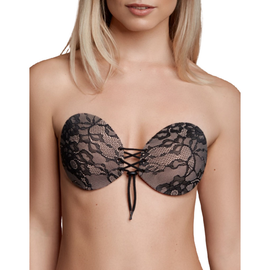 Sutien Adeziv Impletit cu Broderie, BYE-BRA - Cupa D, fara Bretele