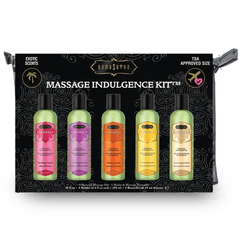 Set Uleiuri de Masaj, Kamasutra - Indulgence Kit, Ultra Hidratant cu Vitamina E, 5 Arome Asortate