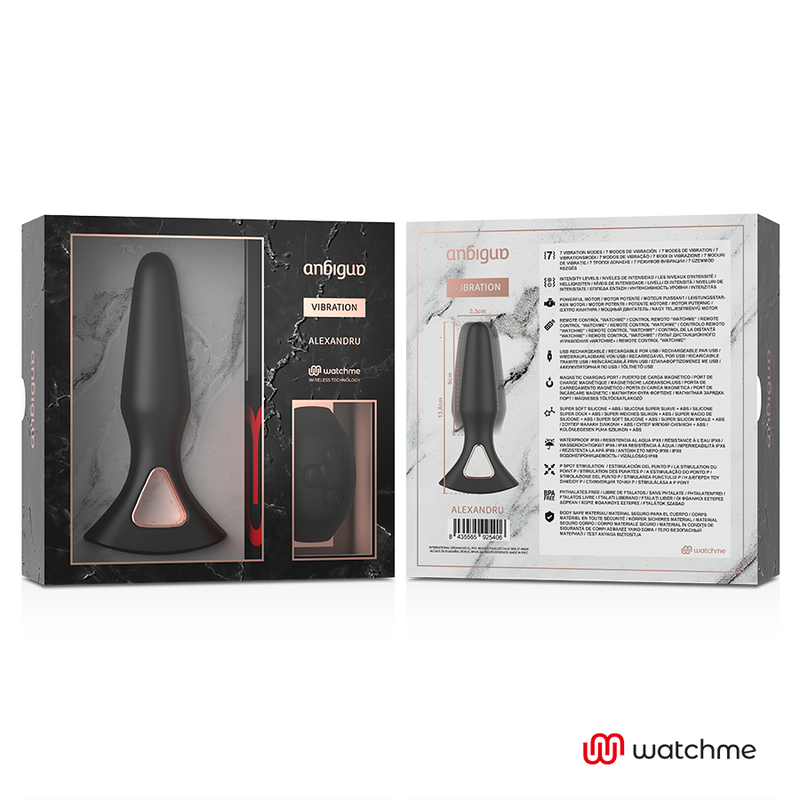 Vibrator Anal, Anbiguo - Watchme Alexandru, cu Telecomanda Ceas Watchme, 13.6 x 3.3 CM