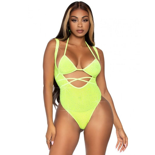 Top Bikini si Body Suspender, LEG AVENUE - Plasa cu Strasuri, Marime Unica