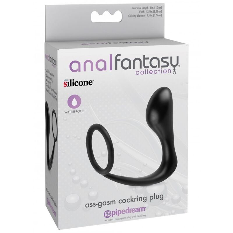 Inel Penis cu Dop Anal, Anal Fantasy - Ass-Gasm, Silicon 100% fara Ftalati, Lungime Inserabila 8 CM