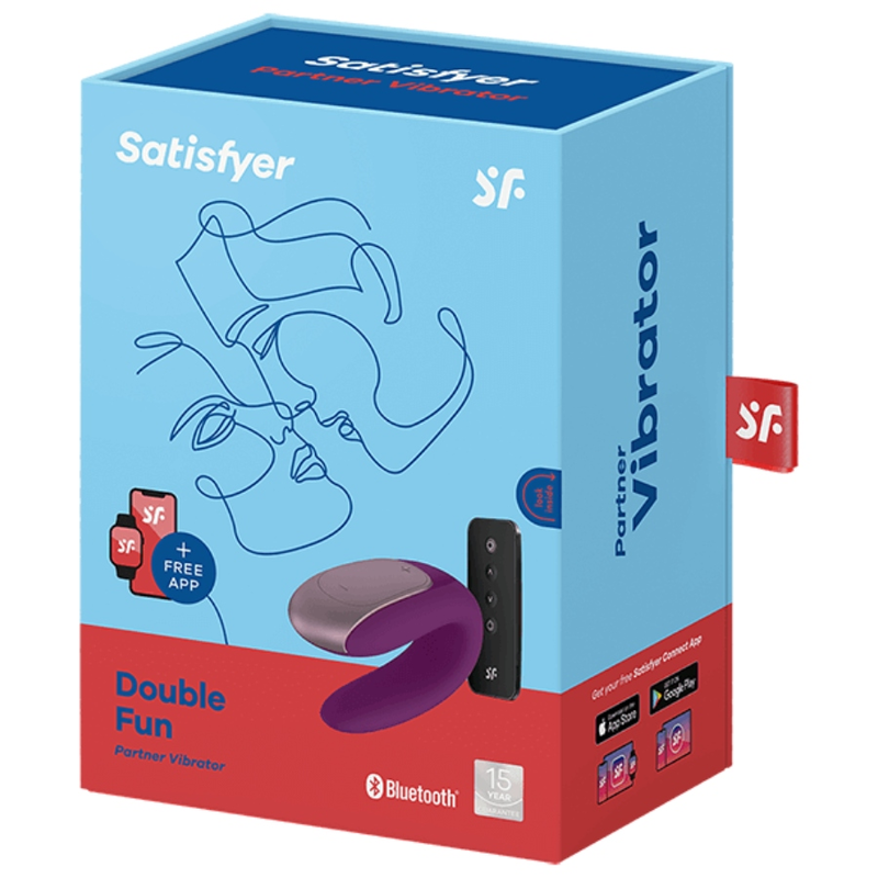 Vibrator pentru Cupluri, Satisfyer - Double Fun, Compatibil cu Aplicatia Satisfyer Connect, Mov