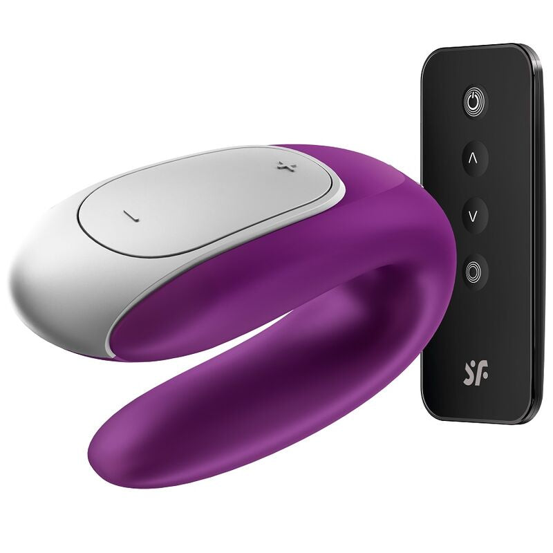 Vibrator pentru Cupluri, Satisfyer - Double Fun, Compatibil cu Aplicatia Satisfyer Connect, Mov