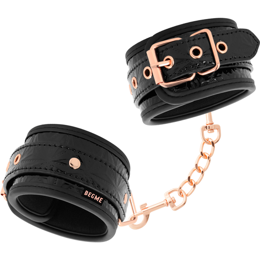 Catuse Glezna Bondage Premium, BEGME - Black Edition cu Captusala Neopren, Piele Vegana