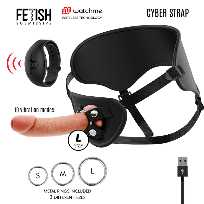 Ham cu Dildo, Fetish Submissive - Cyberstrap, Vibratii cu Telecomanda Watchme, L