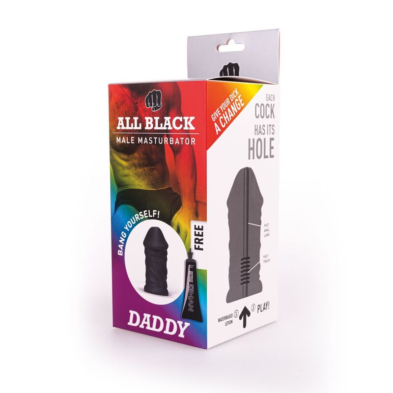 Masturbator, All Black - Daddy, Interior cu Striatii, 17 CM