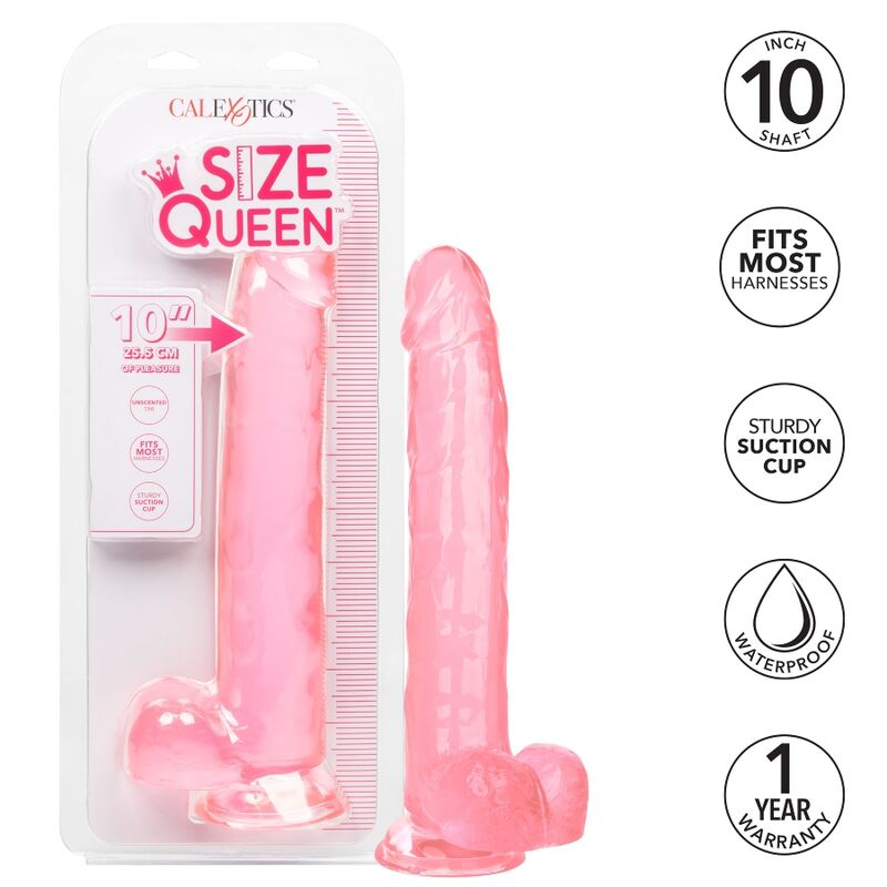 Dildo, Calexotics - Size Queen, Baza cu Ventuza, 25.5 CM Roz