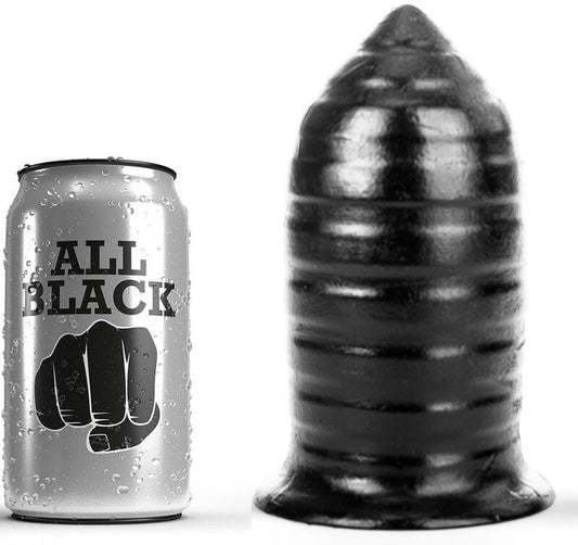 Dop Anal cu Striatii, ALL BLACK - Impermeabil, Negru, 16 cm