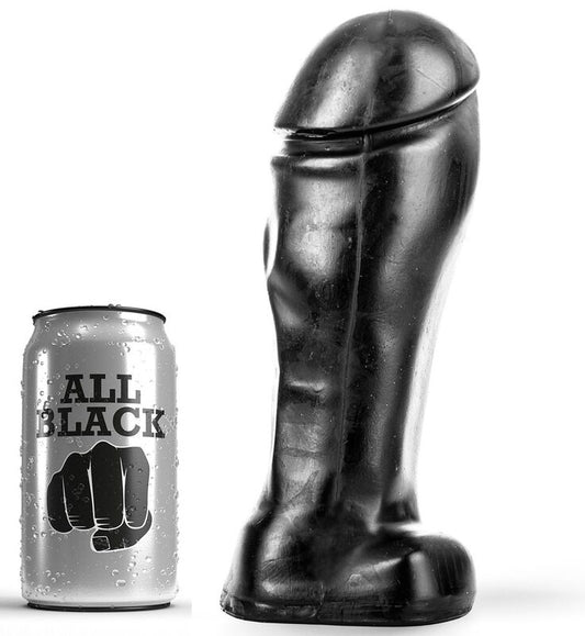 Dildo Realistic, ALL BLACK - Dong 22 cm cu Testicule, PVC, Negru