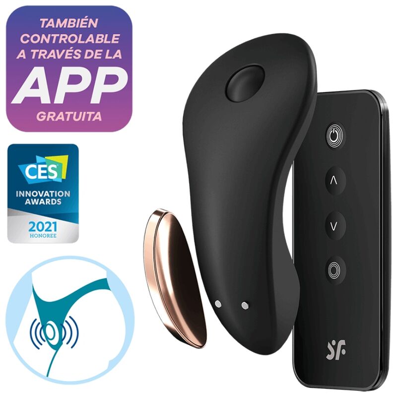 Vibrator Chilot, Satisfyer - Little Secret, Control prin Aplicatie si Telecomanda, Negru