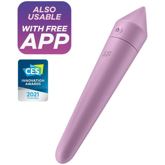 Mini Vibrator Bullet, SATISFYER - Ultra Power Bullet 8, 12 Programe, cu App, Lila