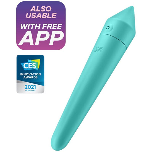 Vibrator Bullet, SATISFYER - Ultra Power Bullet 8, 12 Programe, Control App, Turcoaz