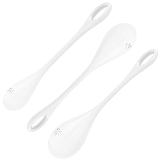 Set Antrenament Bile Ben Wa, SATISFYER - Yoni Power 1, Silicon Medical, Alb