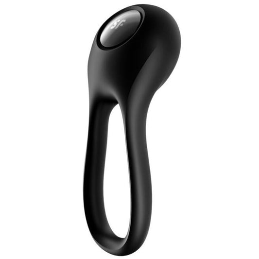 Inel Vibrator Flexibil pentru Penis, SATISFYER - Majestic Duo, Silicon Medical, Negru