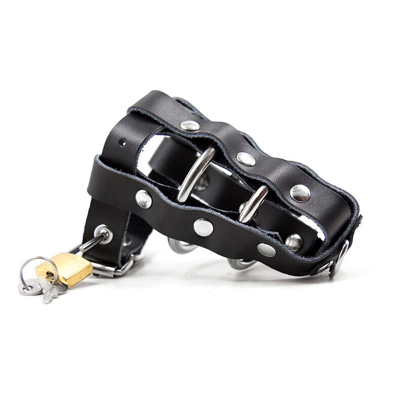 Cusca de Castitate, Ohmama - Fetish Leather Sheath, cu Inele Metalice si Lacat