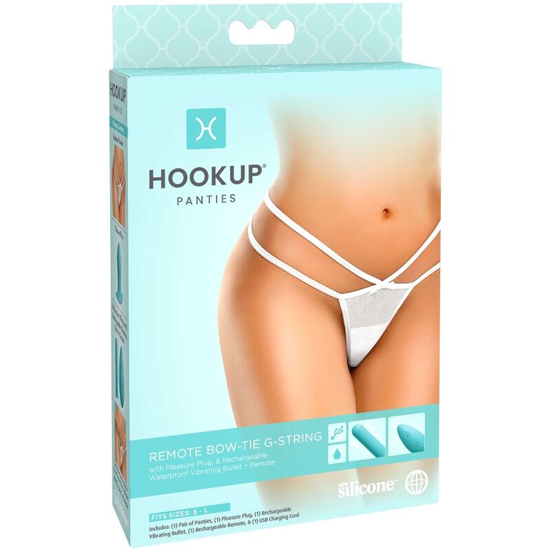 Chiloti Vibratori, Hook Up - Remote Bow-Tie G-String, Telecomanda Wireless, Marime S/L