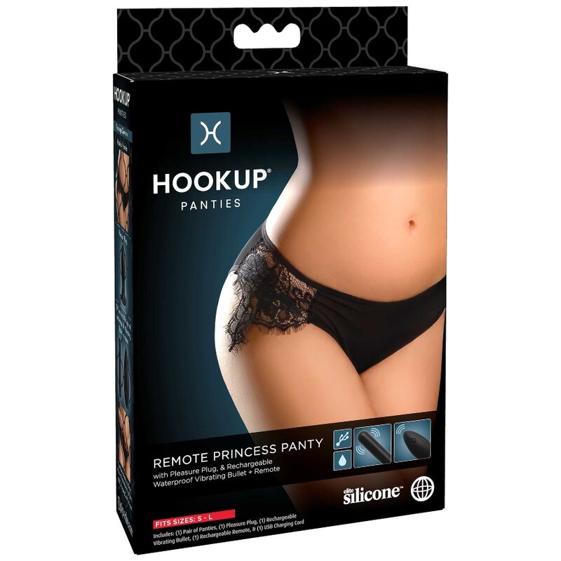Chiloti cu Vibratii, Hook Up - Remote Princess, cu Telecomanda Wireless, Marime S/L