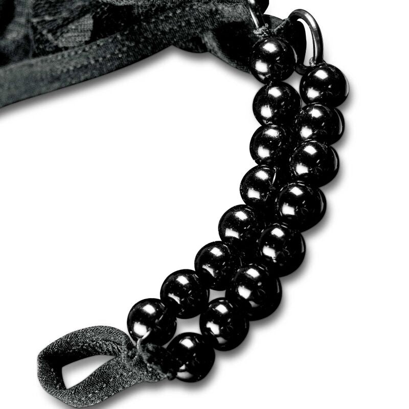 Chiloti, Hook Up - Crotchless Pleasure Pearls, cu Hookup Plug din Silicon, Marime XL/XXL