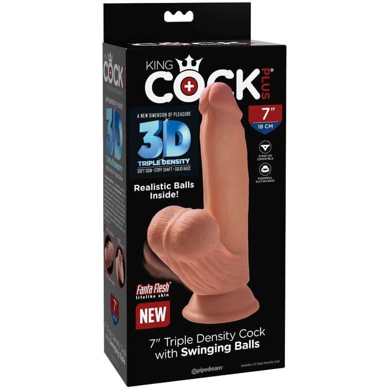 Dildo, King Cock - Plus 3D, Bile Realiste in Miscare, 15.2 CM