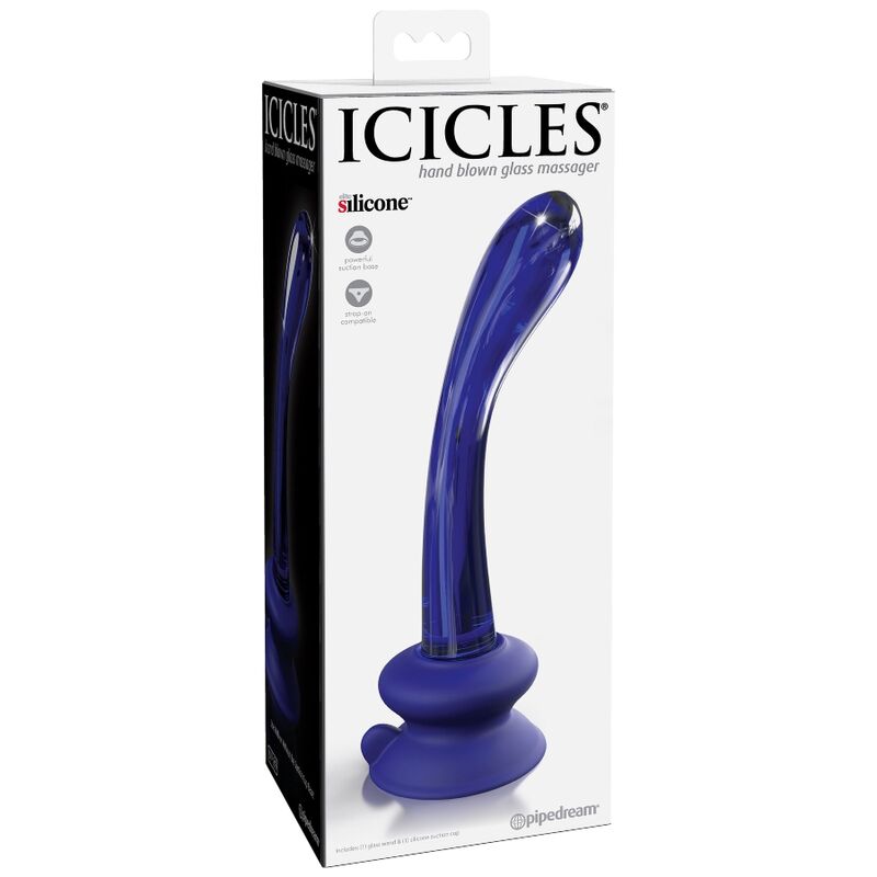 Dildo, Icicles - N. 89, Sticla Curbata cu Ventuza, Mov