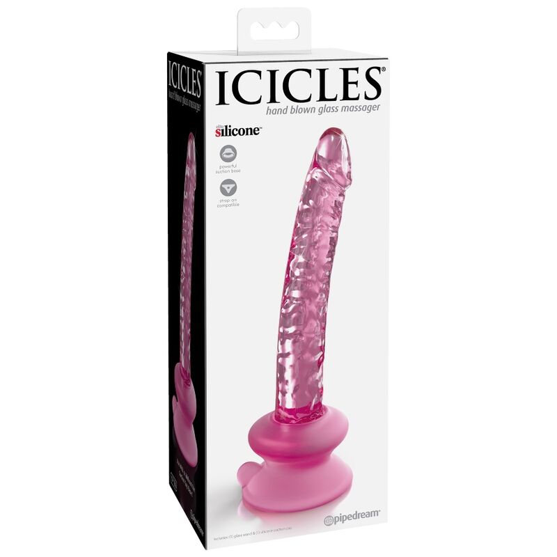 Dildo Sticla, Icicles - No. 86, cu Ventuza, 17 x 3 CM