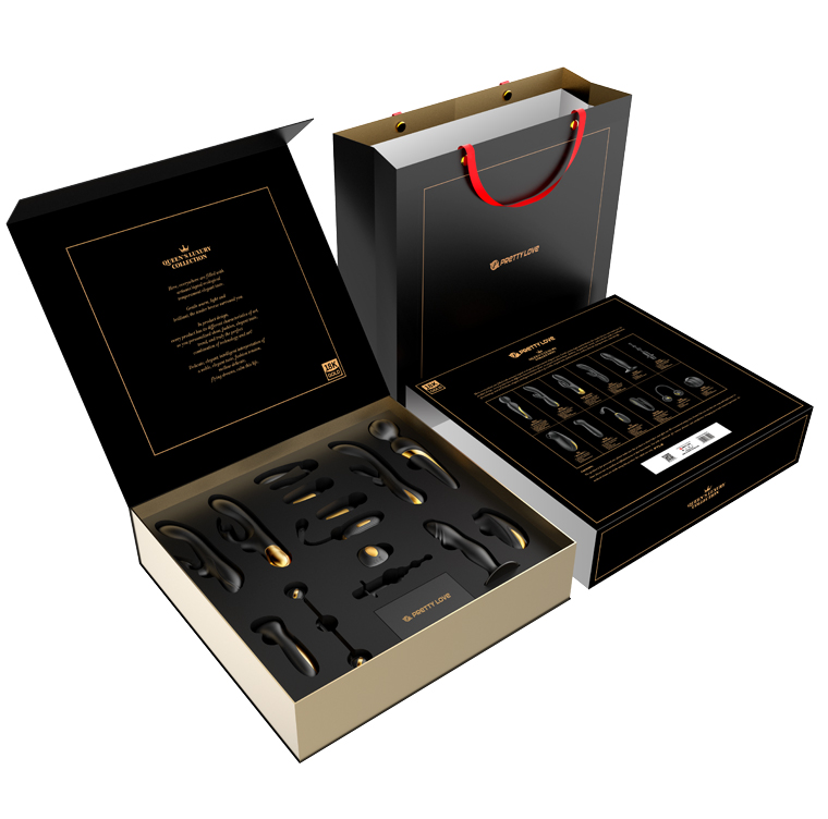 Kit Jucarii Sexuale, Pretty Love - Queens Luxury Collection, 12 Piese Deluxe, Black & Gold