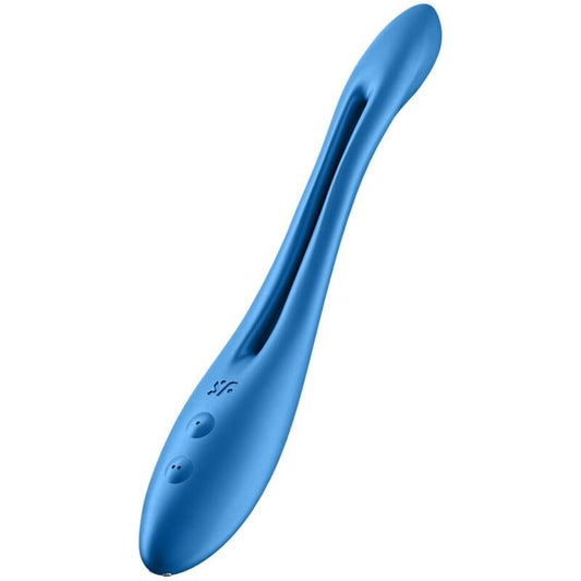 Vibrator Cuplu Elastic, SATISFYER - Elastic Game cu 2 Motoare, Silicon Medical, Albastru