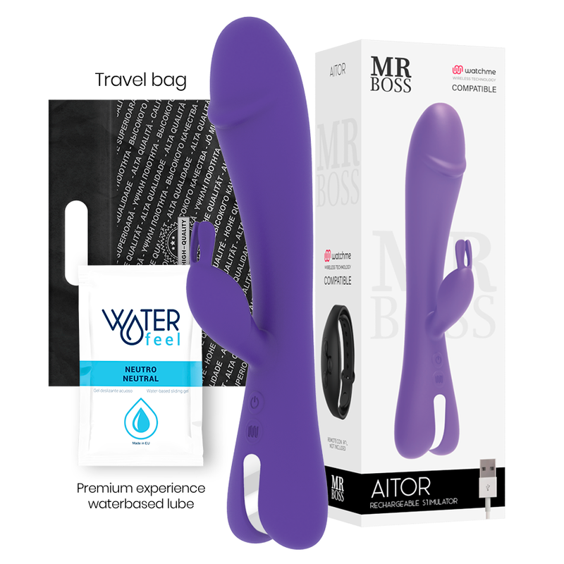 Vibrator Rabbit, Mr Boss - Aitor, Compatibil cu Tehnologia Wireless Watchme, Lila