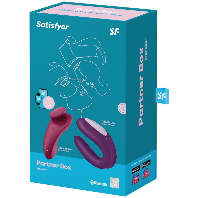 Set Vibratoare pentru Cuplu, Satisfyer - Partner Box 1, Compatibil cu Satisfyer Connect, Double Joy + Sexy Secret