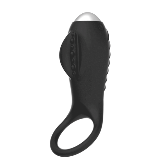 Inel pentru Penis Vibrant cu Manson, BRILLY GLAM - Alan + Telecomanda Watchme, Silicon, Negru