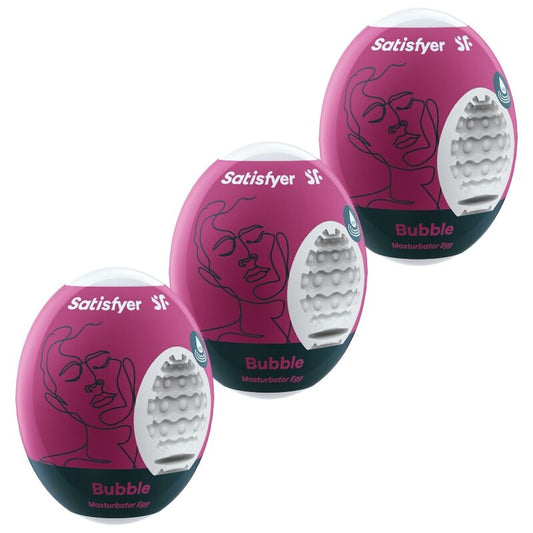 Set 3 Oua Masturbator, SATISFYER - Eggcited Bubble, TPR Hydro-Active