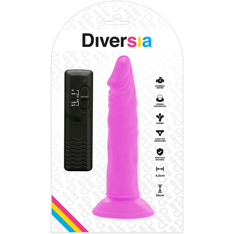 Dildo, Diversia, Flexibil cu Vibratii, 23 CM D - 4.3 CM Mov
