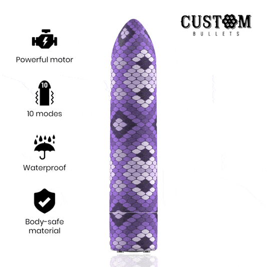 Glont Vibrator Reincarcabil, CUSTOM BULLETS - Snake Magnetic, Mov, 10 Intensitati