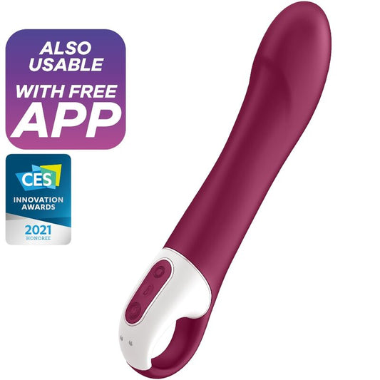 Vibrator pentru Punctul G cu Caldura, SATISFYER - Big Heat, Silicon Medical, Impermeabil IPX7