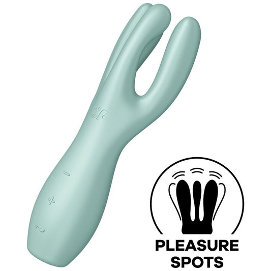 Vibrator Stimulator Clitoris, SATISFYER - Threesome 3, Silicon Medical, Mint