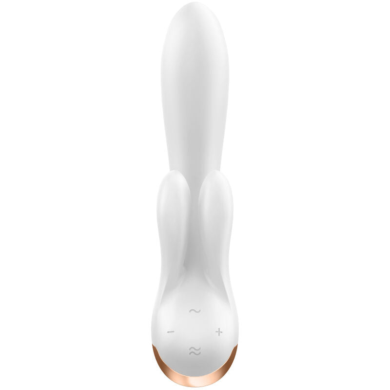 Vibrator Rabbit, Satisfyer - Double Flex, Control prin Aplicatie Bluetooth, Alb