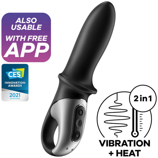 Vibrator Anal cu Incalzire, SATISFYER - Hot Passion App Control, Negru