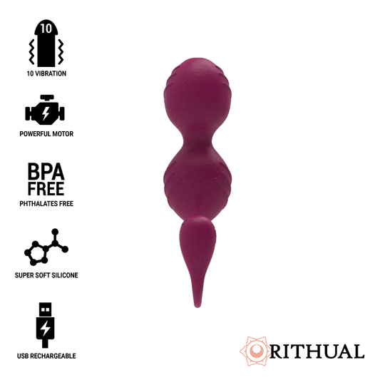 Bile Kegel Vibrante Reincarcabile, RITHUAL - Nisha, Silicon Medical, Negru