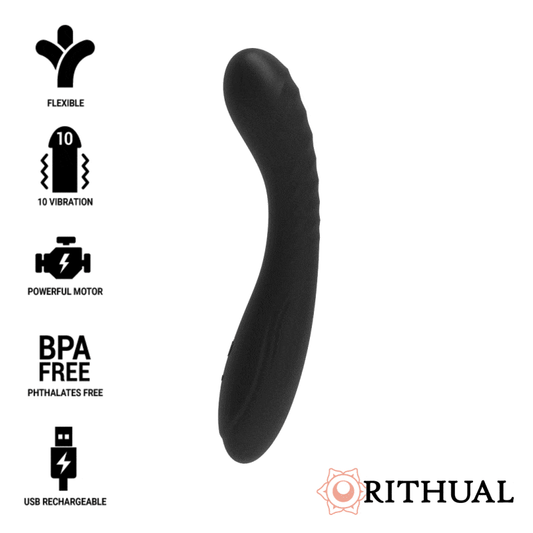 Vibrator Punct G Reincarcabil, RITHUAL - Kriya, Silicon Medical, Negru