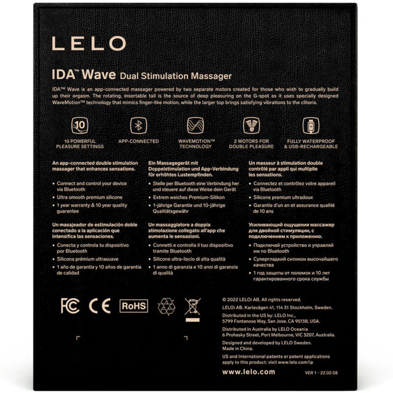 Vibrator pentru Cupluri, Lelo - Ida Wave, Tehnologie WaveMotion, Negru