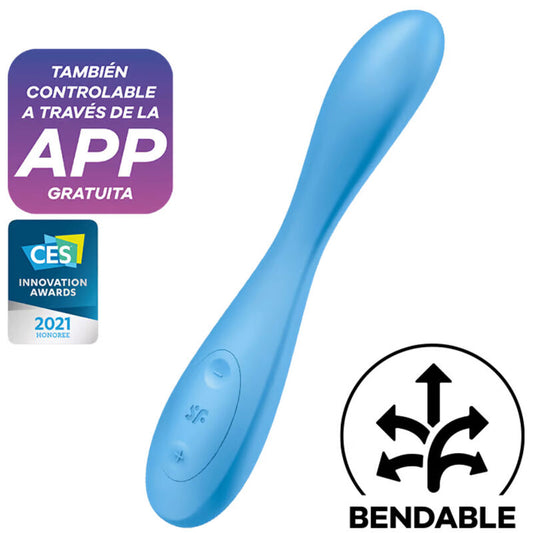 Vibrator Multi G-Spot, SATISFYER - G-Spot Flex 4+ cu App Connect, Flexibil, Albastru