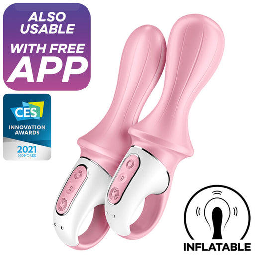 Vibrator Anal Gonflabil, Satisfyer - Air Pump Booty 5 Connect, Compatibil cu Aplicatia Satisfyer Connect, Roz