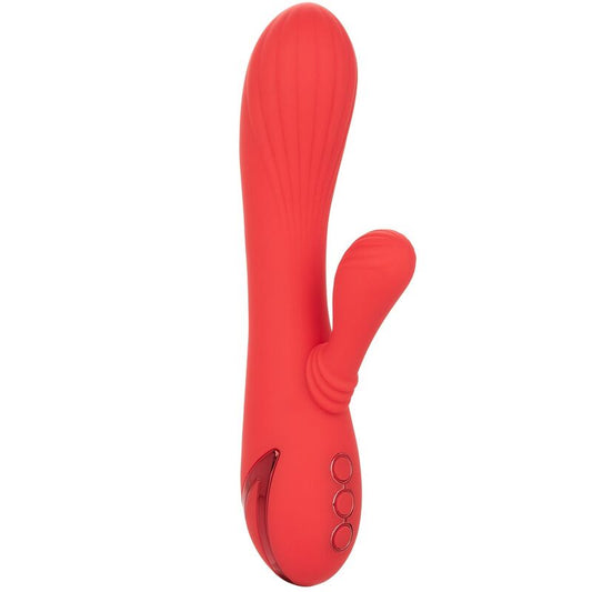 Vibrator Rabbit cu Incalzire, CALEXOTICS - Palisades Passion, Oscilant, Rosu, 11,5 cm