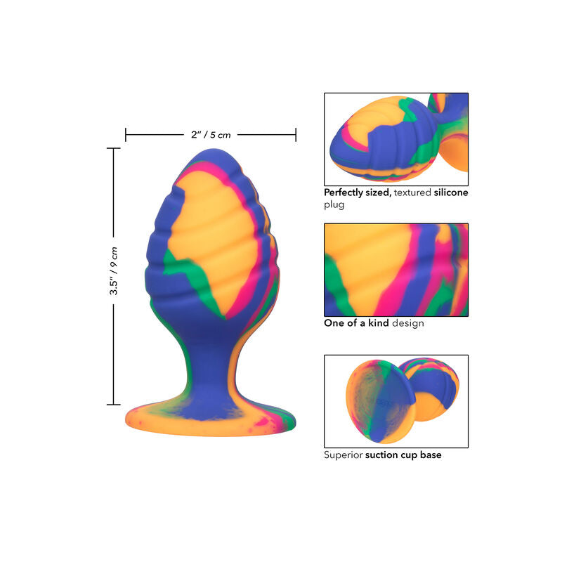 Plug Anal, CalExotics - Cheeky Swirl, Baza cu Ventuza, 9 CM x 4.5 CM