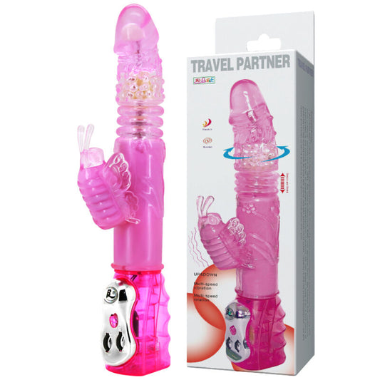 Vibrator Rabbit Rotativ Sus-Jos, BAILE - Travel Partner TPR, Roz, 18,5 cm