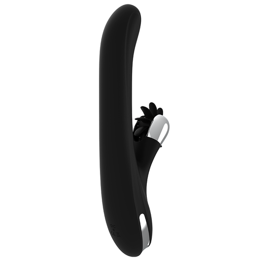 Vibrator Rabbit Rotativ, BLACK&SILVER - Bunny Storm, 7 Moduri Rotatie, Silicon, 24 cm