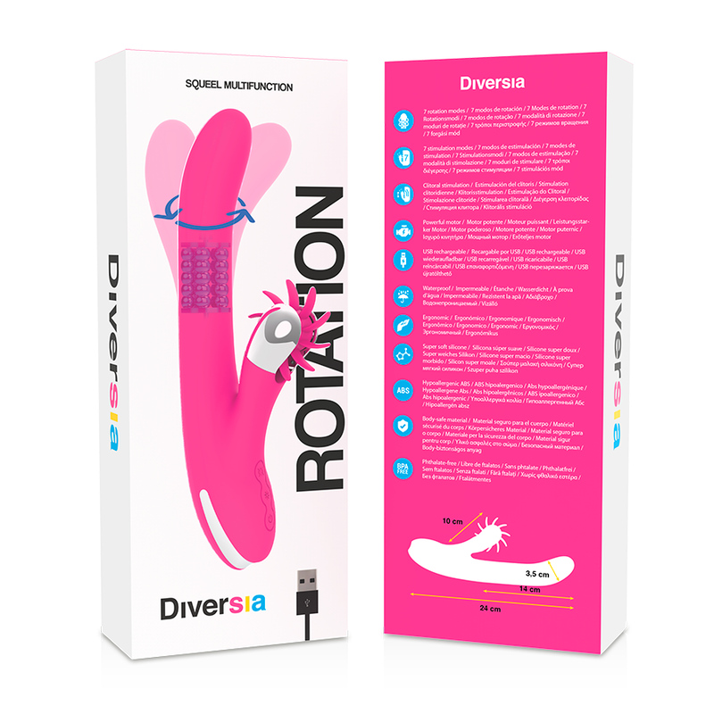 Vibrator, Diversia - Bunny Rotation, Rotatie cu Bile, 24 CM