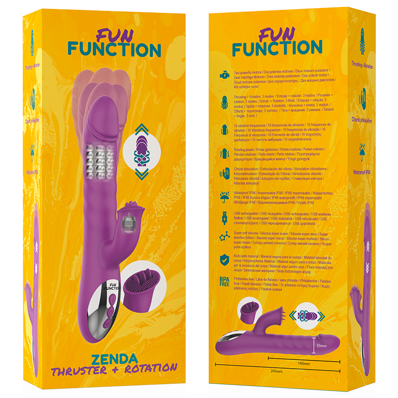 Vibrator Iepuras, Fun Function - Zenda, Thruster & Rotation, 24.5 CM x 3.5 CM