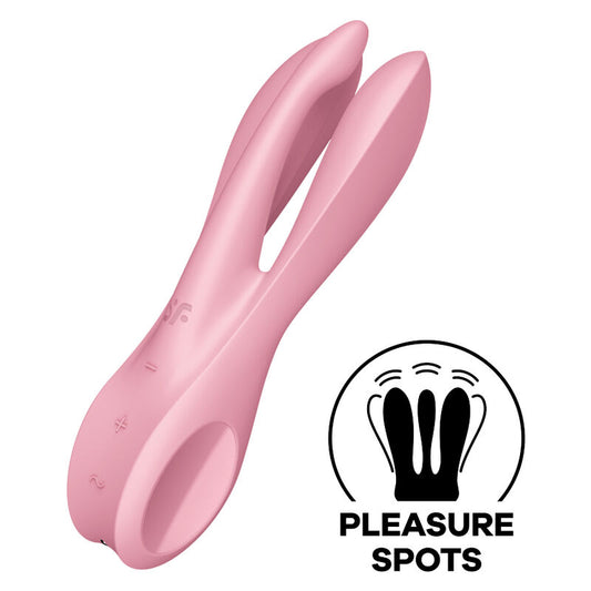 Vibrator Lay-On, SATISFYER - Threesome 1, 3 Motoare, 12 Programe, Silicon Medical
