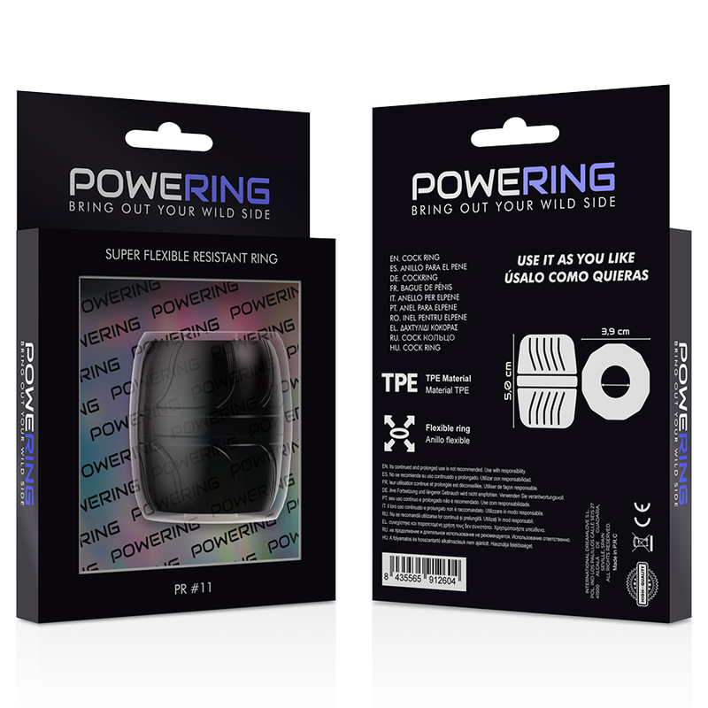 Inel Penis, Powering - PR11, Super Flexibil si Rezistent, 5 CM Negru